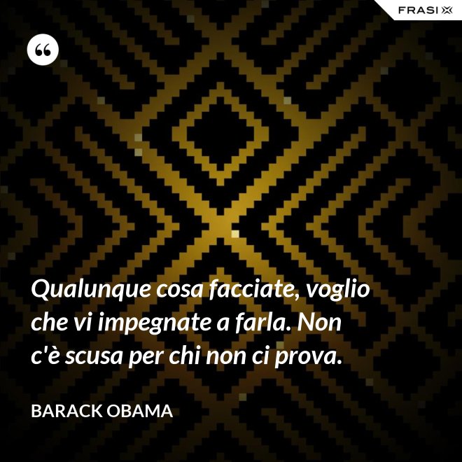 Qualunque cosa facciate, voglio che vi impegnate a farla. Non c'è scusa per chi non ci prova. - Barack Obama