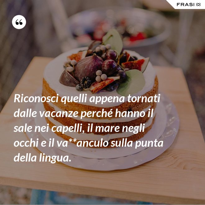 Riconosci quelli appena tornati dalle vacanze perché hanno il sale nei capelli, il mare negli occhi e il va**anculo sulla punta della lingua. - Anonimo