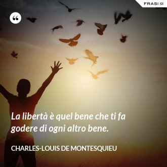 La libertà è quel bene che ti fa godere di ogni altro bene. - Charles-Louis de Montesquieu