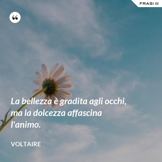 La bellezza è gradita agli occhi, ma la dolcezza affascina l'animo. - Voltaire