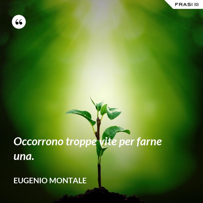 Occorrono troppe vite per farne una. - Eugenio Montale