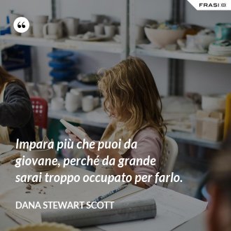 Impara più che puoi da giovane, perché da grande sarai troppo occupato per farlo. - Dana Stewart Scott
