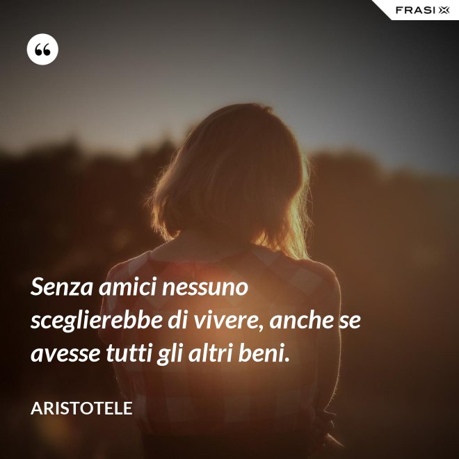 Senza amici nessuno sceglierebbe di vivere, anche se avesse tutti gli altri beni. - Aristotele