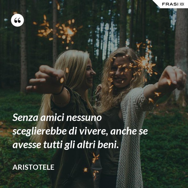 Senza amici nessuno sceglierebbe di vivere, anche se avesse tutti gli altri beni. - Aristotele