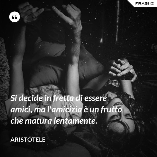 Si decide in fretta di essere amici, ma l'amicizia è un frutto che matura lentamente. - Aristotele