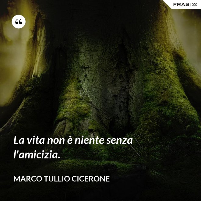 La vita non è niente senza l'amicizia. - Marco Tullio Cicerone