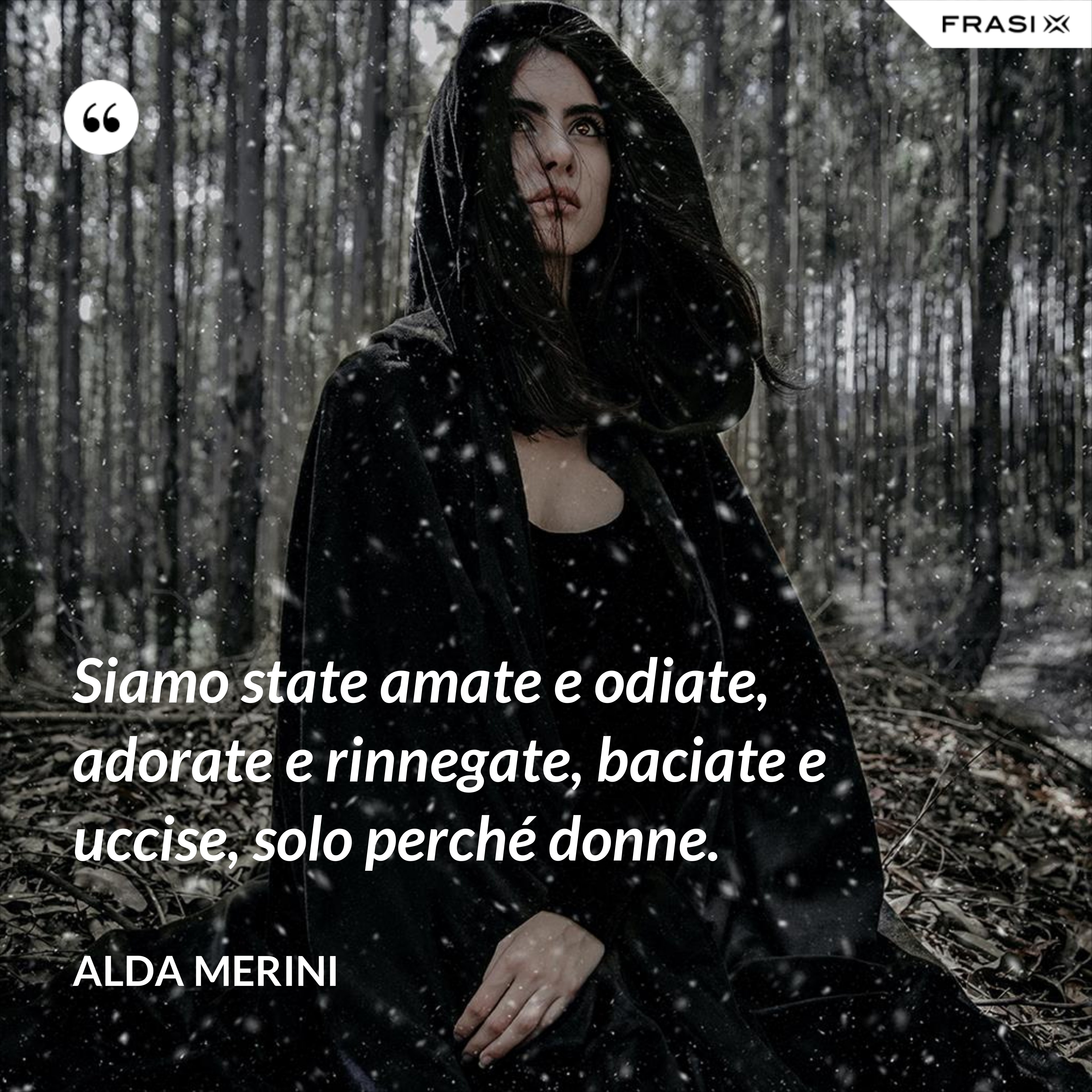 Siamo state amate e odiate, adorate e rinnegate, baciate e uccise, solo perché donne. - Alda Merini