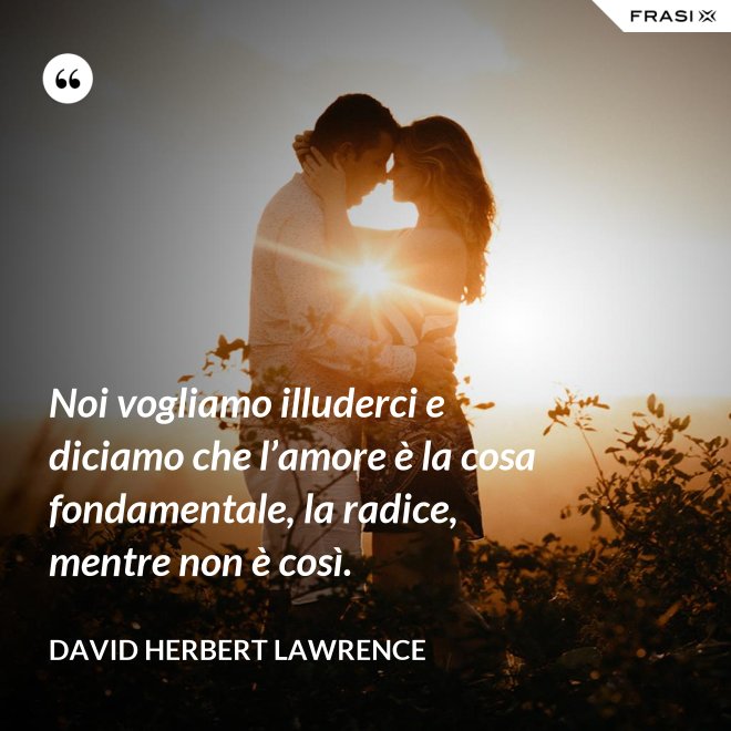 Noi vogliamo illuderci e diciamo che l’amore è la cosa fondamentale, la radice, mentre non è così. - David Herbert Lawrence