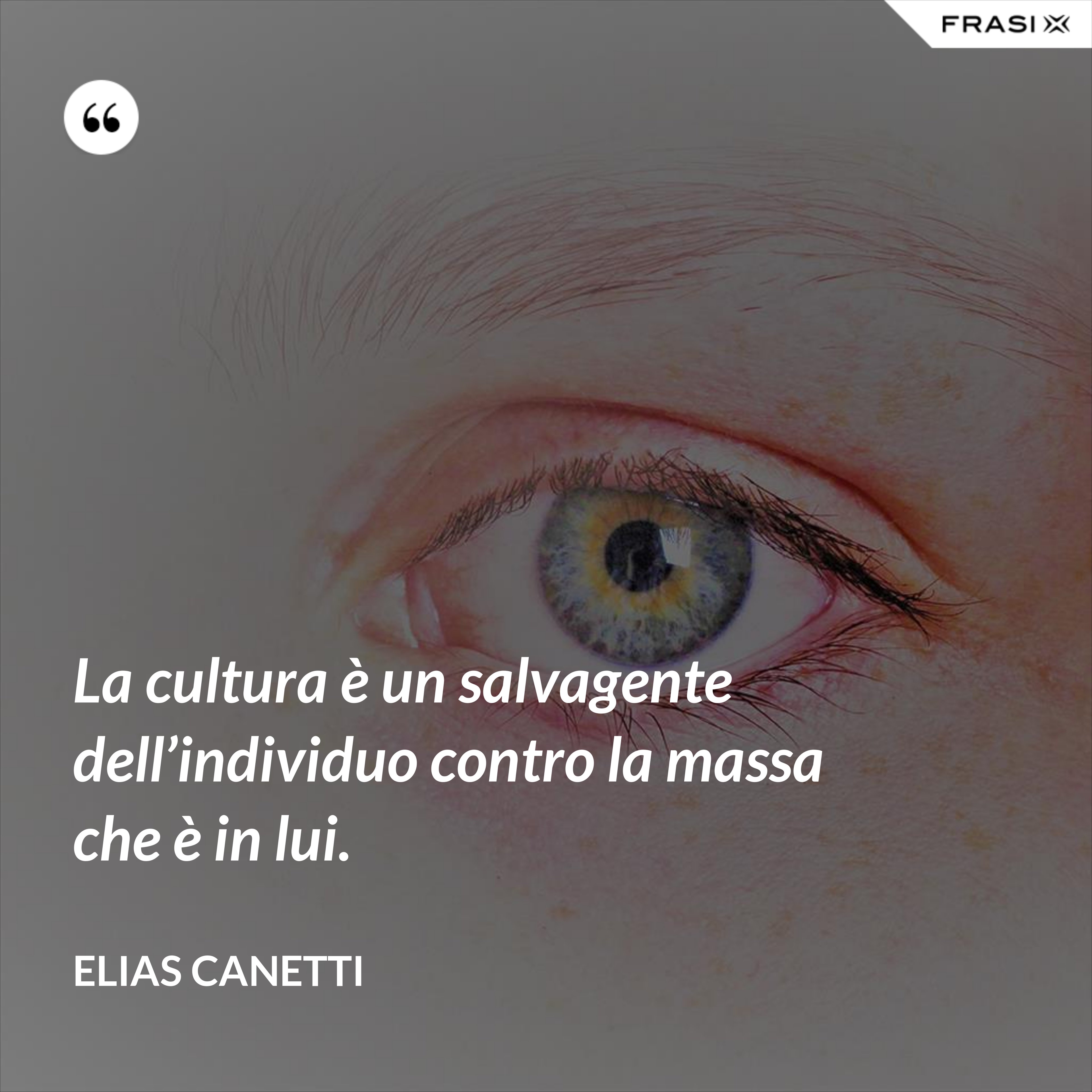 La cultura è un salvagente dell’individuo contro la massa che è in lui. - Elias Canetti