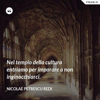 Nel tempio della cultura entriamo per imparare a non inginocchiarci. - Nicolae Petrescu Redi