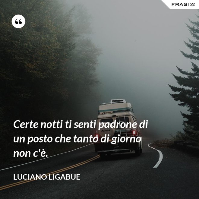 Certe notti ti senti padrone di un posto che tanto di giorno non c'è. - Luciano Ligabue