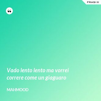 Vado lento lento ma vorrei correre come un giaguaro - Mahmood