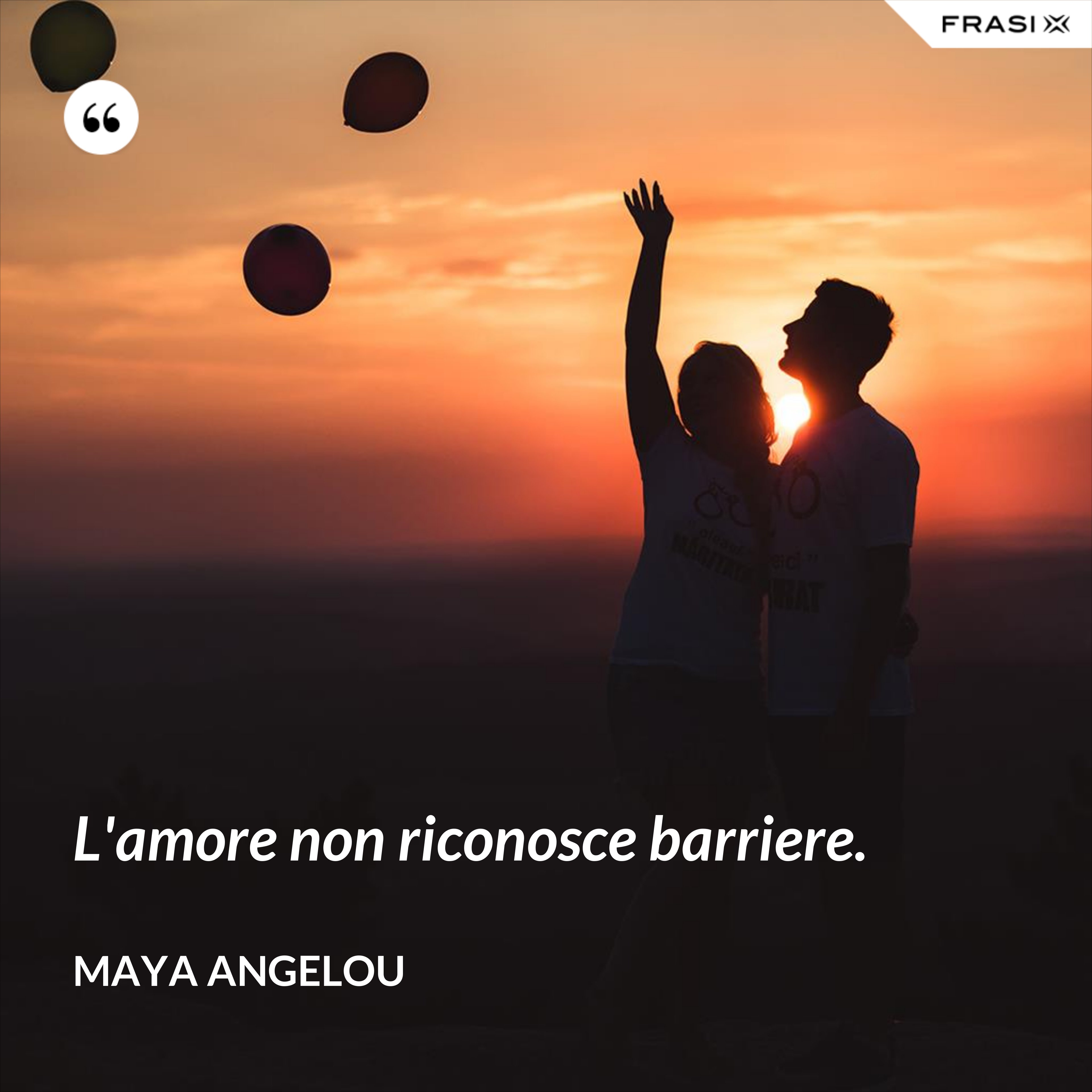 L'amore non riconosce barriere. - Maya Angelou