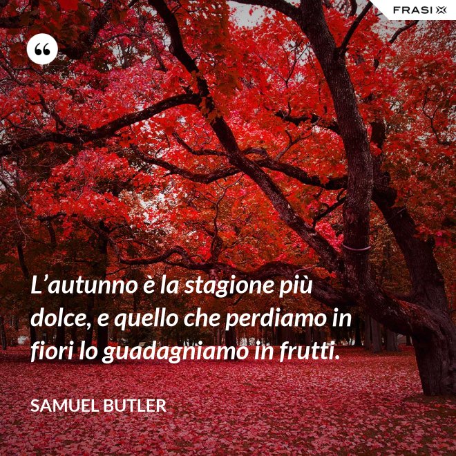 L’autunno è la stagione più dolce, e quello che perdiamo in fiori lo guadagniamo in frutti. - Samuel Butler