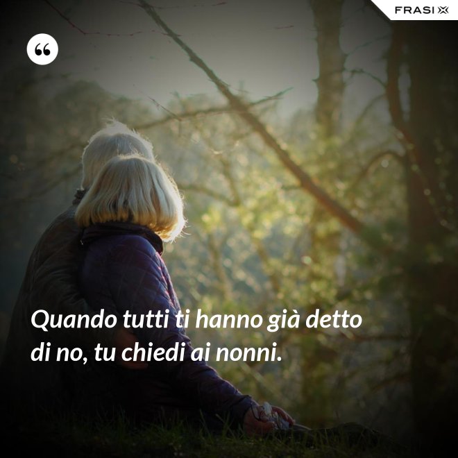 Quando tutti ti hanno già detto di no, tu chiedi ai nonni. - Anonimo