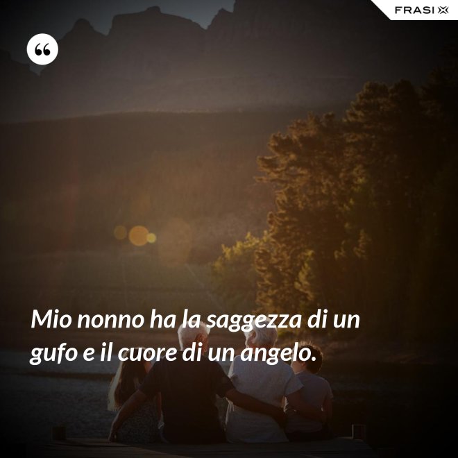 Mio nonno ha la saggezza di un gufo e il cuore di un angelo. - Anonimo