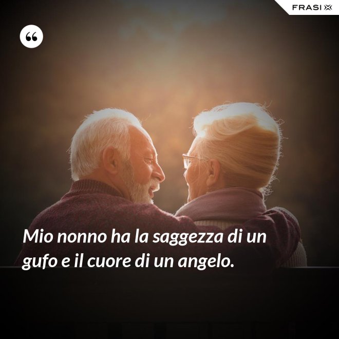 Mio nonno ha la saggezza di un gufo e il cuore di un angelo. - Anonimo
