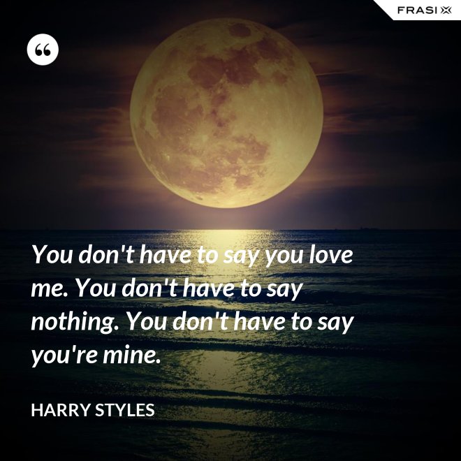 You don't have to say you love me. You don't have to say nothing. You don't have to say you're mine. - Harry Styles