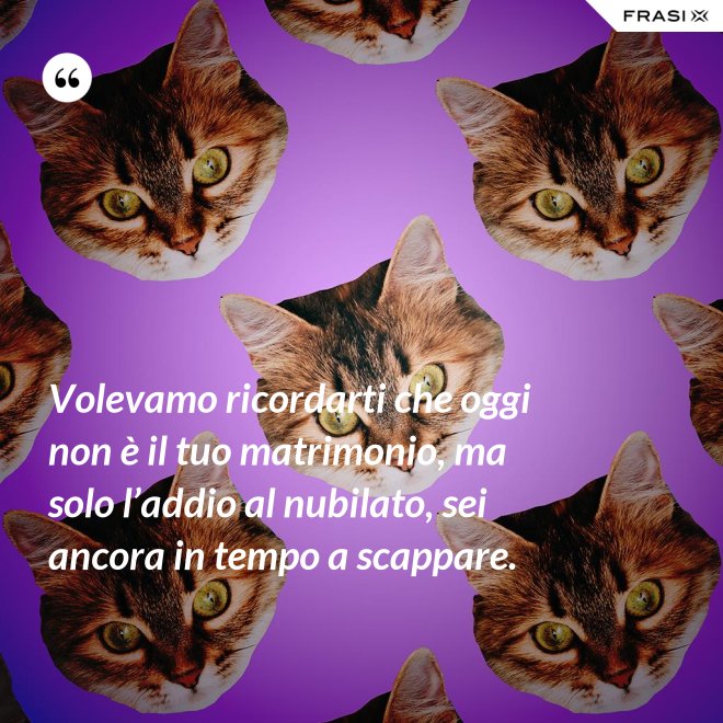 Volevamo ricordarti che oggi non è il tuo matrimonio, ma solo l’addio al nubilato, sei ancora in tempo a scappare. - Anonimo
