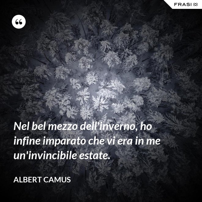 Nel bel mezzo dell'inverno, ho infine imparato che vi era in me un'invincibile estate. - Albert Camus