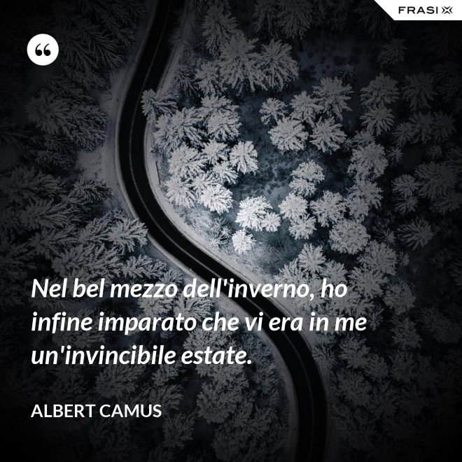 Nel bel mezzo dell'inverno, ho infine imparato che vi era in me un'invincibile estate. - Albert Camus