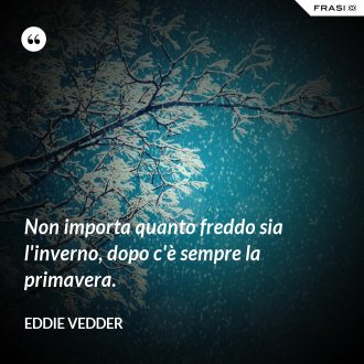 Non importa quanto freddo sia l'inverno, dopo c'è sempre la primavera. - Eddie Vedder