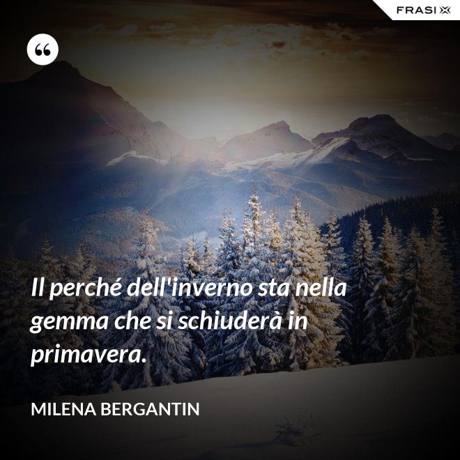 Il perché dell'inverno sta nella gemma che si schiuderà in primavera. - Milena Bergantin