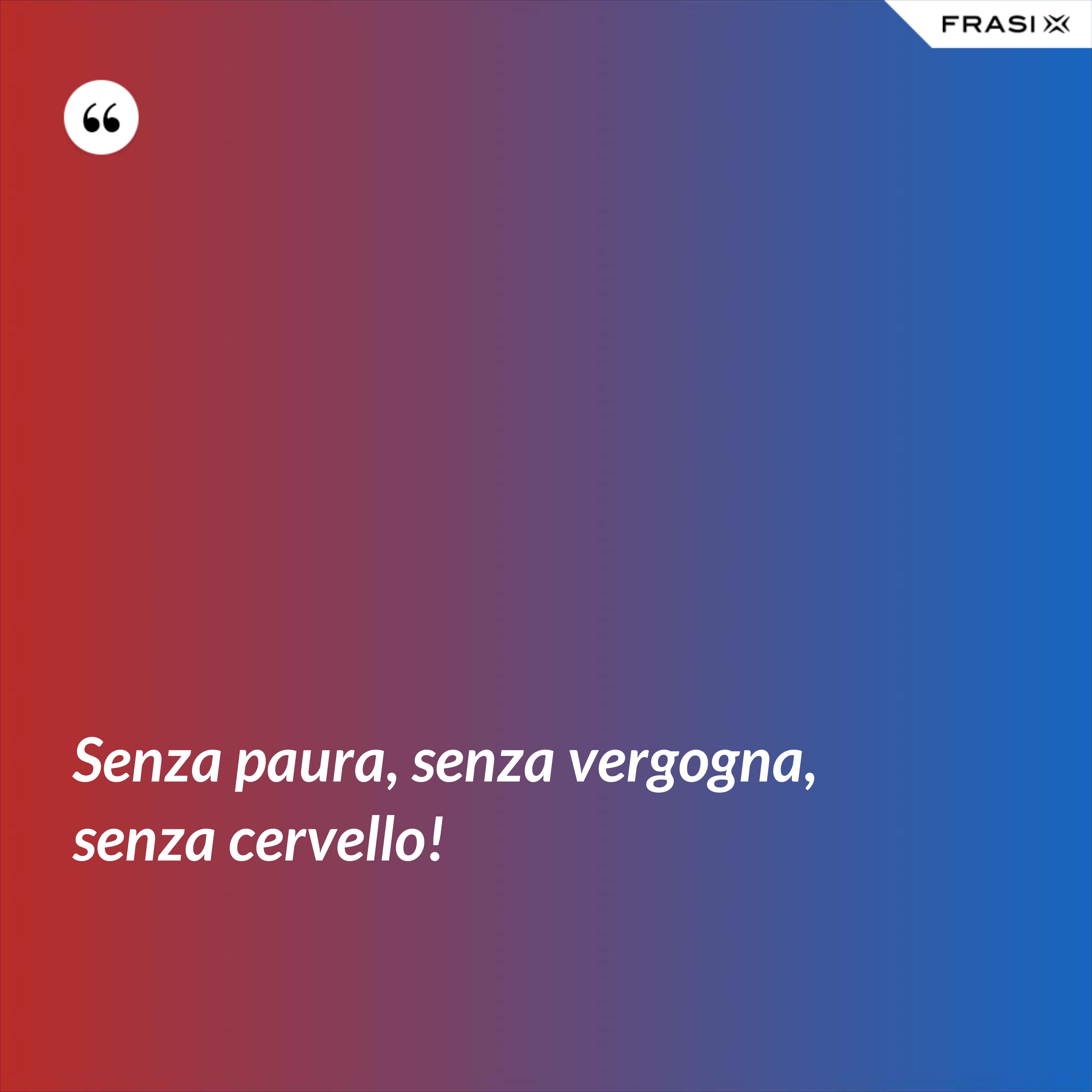 Senza paura, senza vergogna, senza cervello! - Anonimo