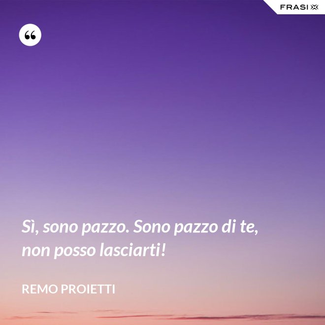 Sì, sono pazzo. Sono pazzo di te, non posso lasciarti! - Remo Proietti
