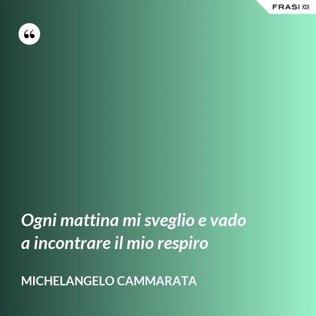 Ogni mattina mi sveglio e vado a incontrare il mio respiro Ogni mattina mi sveglio e vado a incontrare il mio respiro