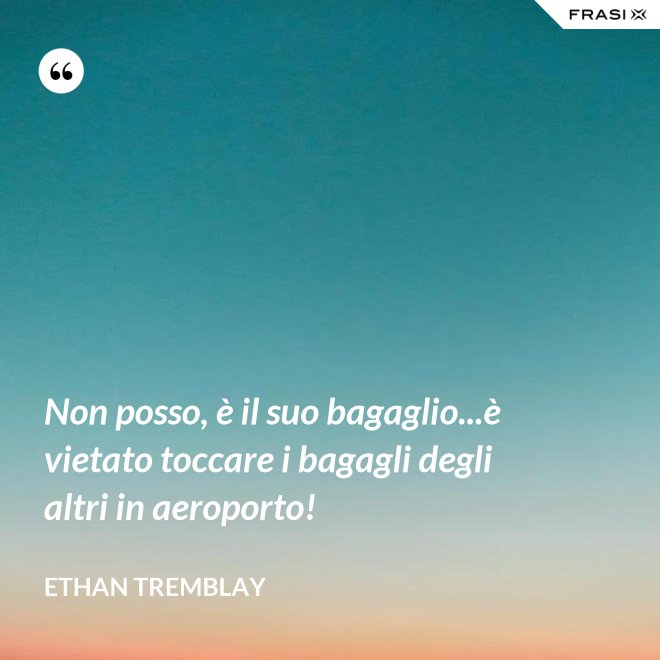 Non posso, è il suo bagaglio...è vietato toccare i bagagli degli altri in aeroporto! - Ethan Tremblay