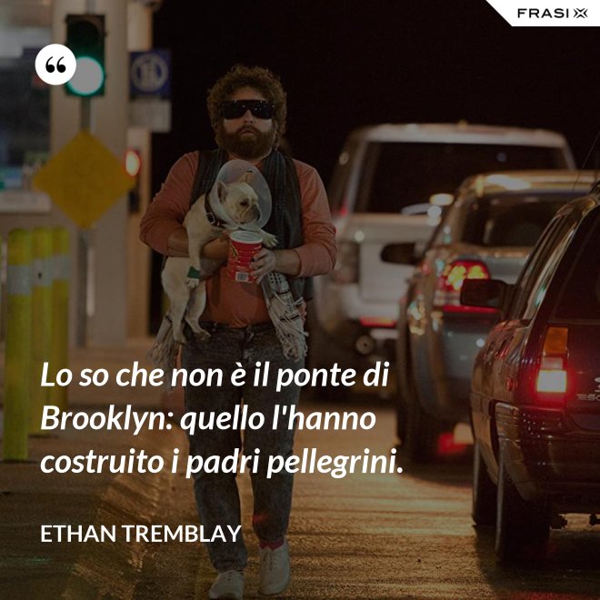 Lo so che non è il ponte di Brooklyn: quello l'hanno costruito i padri pellegrini. - Ethan Tremblay