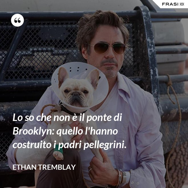 Lo so che non è il ponte di Brooklyn: quello l'hanno costruito i padri pellegrini. - Ethan Tremblay