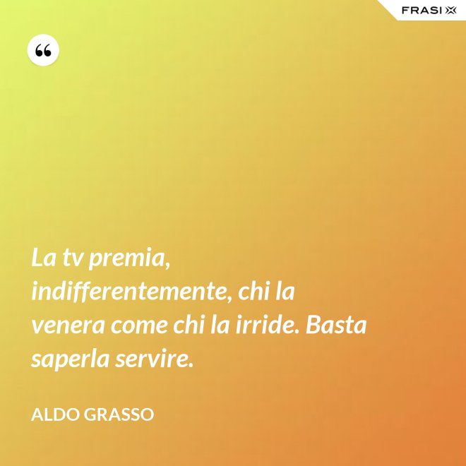 La tv premia, indifferentemente, chi la venera come chi la irride. Basta saperla servire. - Aldo Grasso