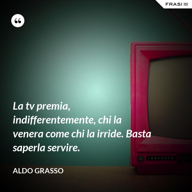 La tv premia, indifferentemente, chi la venera come chi la irride. Basta saperla servire. - Aldo Grasso