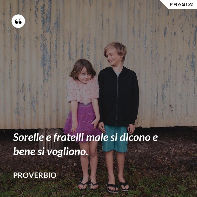 Sorelle e fratelli male si dicono e bene si vogliono. - Proverbio