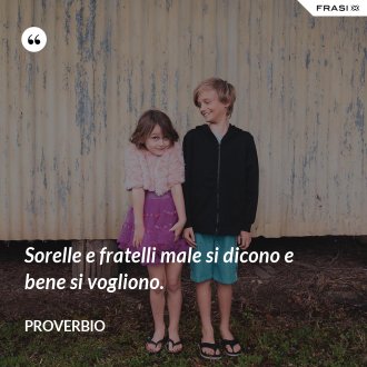 Sorelle e fratelli male si dicono e bene si vogliono. - Proverbio