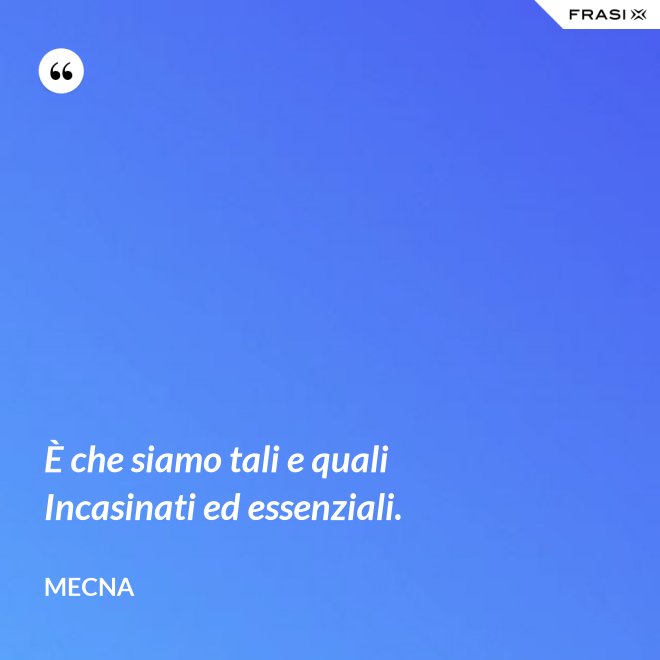 È che siamo tali e quali Incasinati ed essenziali. - Mecna