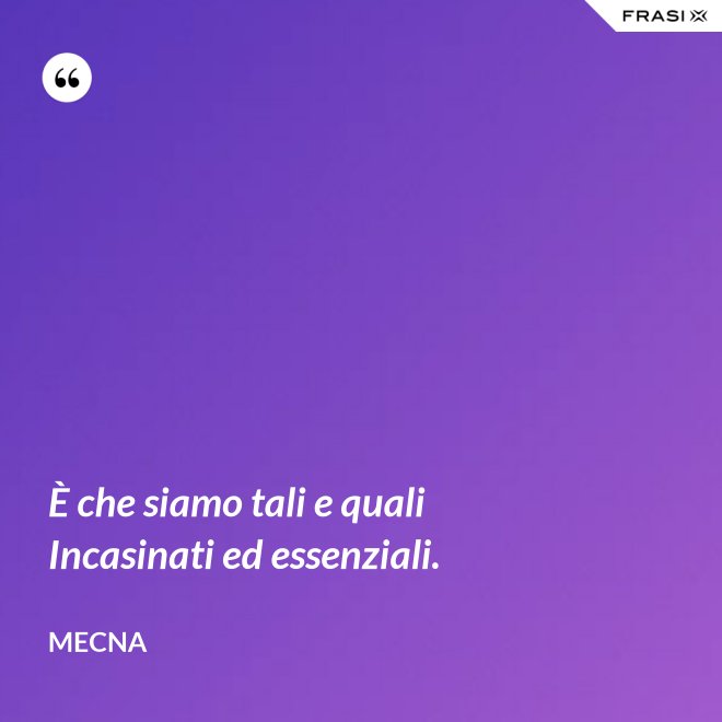 È che siamo tali e quali Incasinati ed essenziali. - Mecna