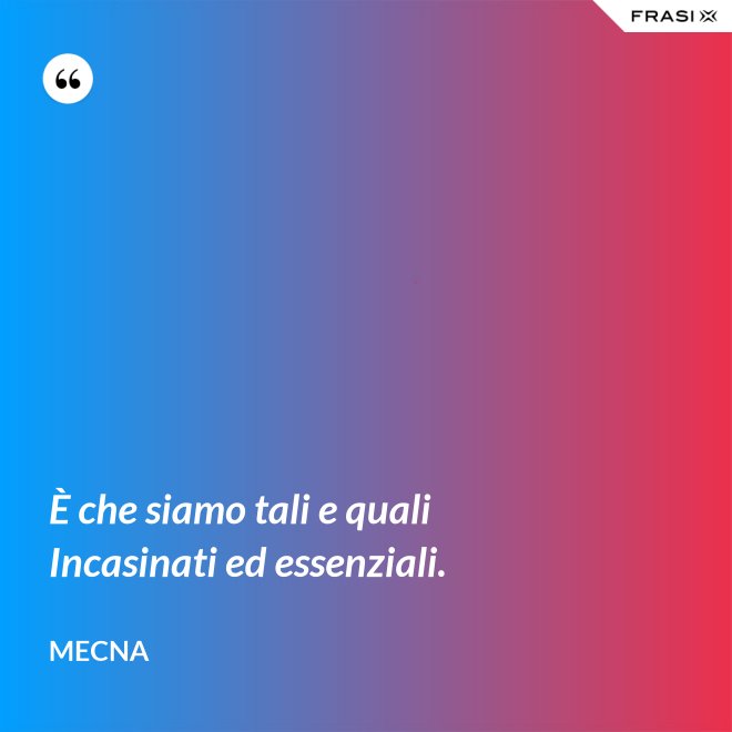 È che siamo tali e quali Incasinati ed essenziali. - Mecna