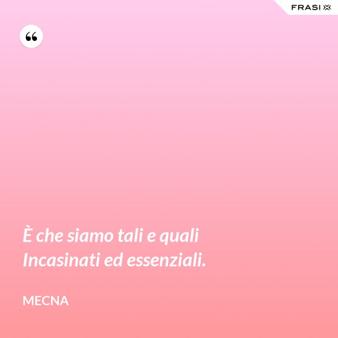 È che siamo tali e quali Incasinati ed essenziali. - Mecna