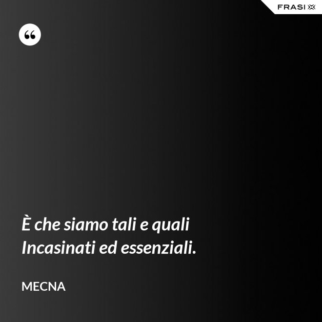 È che siamo tali e quali Incasinati ed essenziali. - Mecna