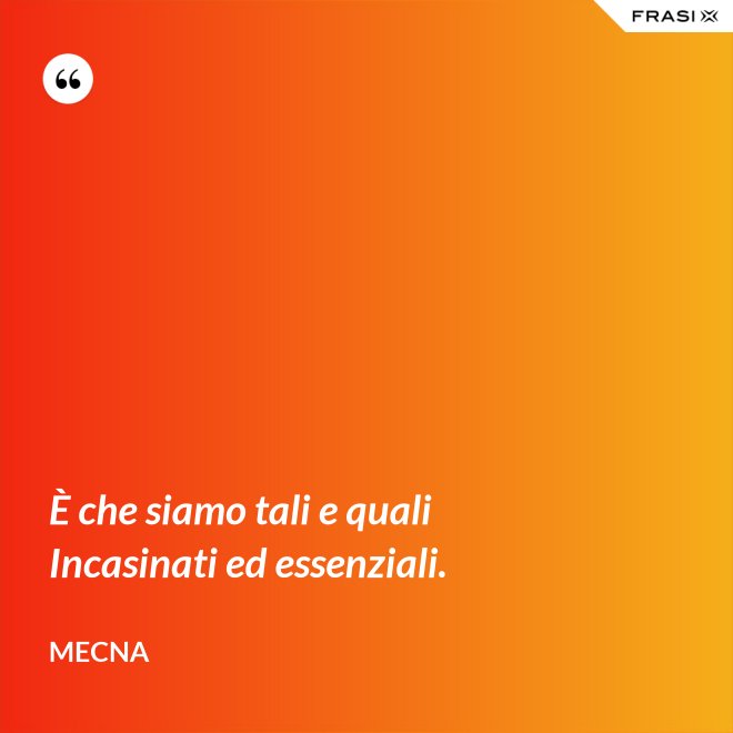 È che siamo tali e quali Incasinati ed essenziali. - Mecna