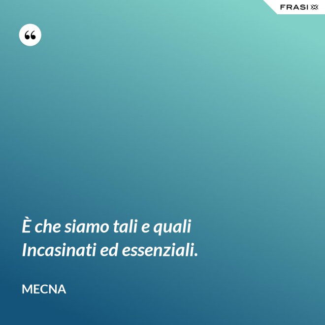 È che siamo tali e quali Incasinati ed essenziali. - Mecna
