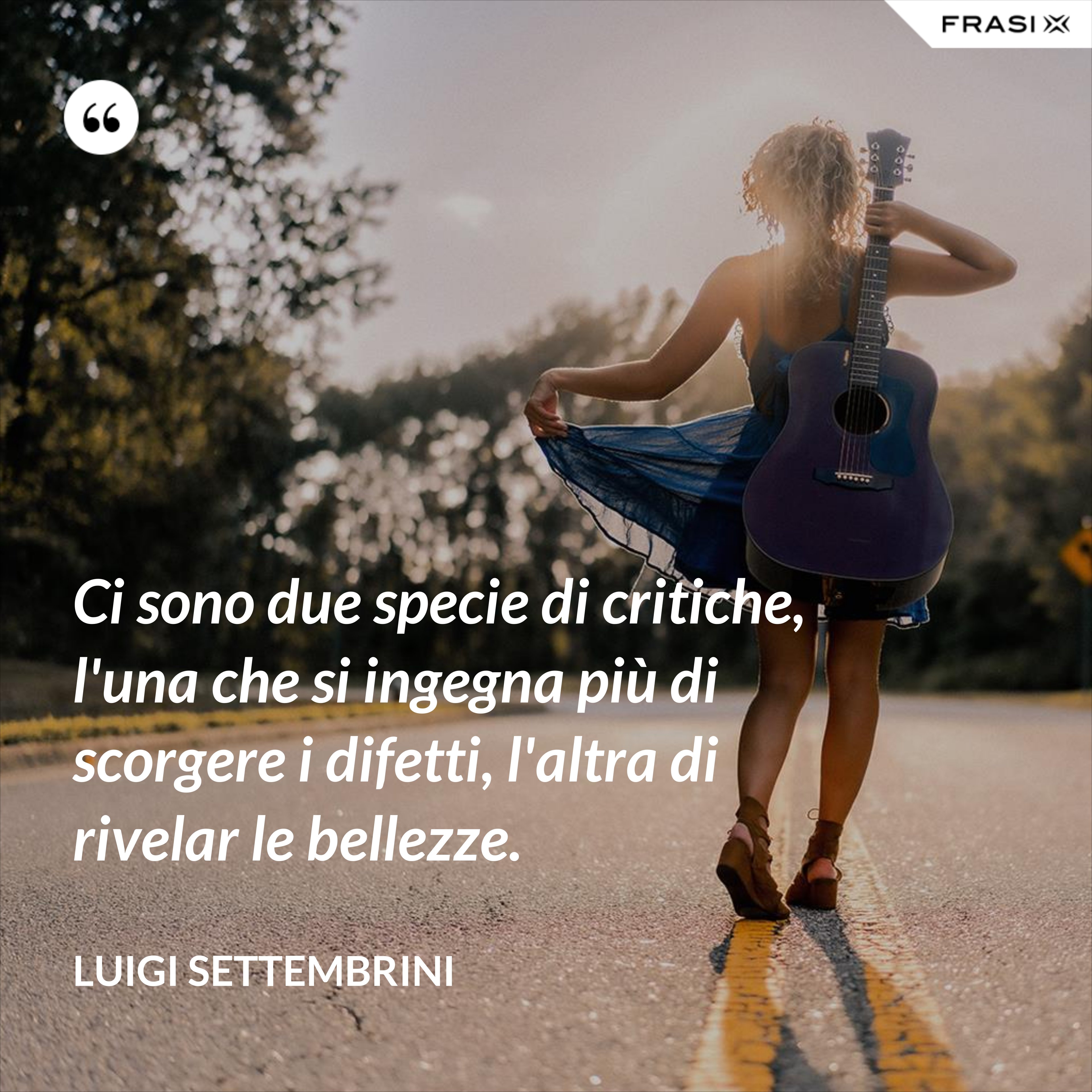 Ci sono due specie di critiche, l'una che si ingegna più di scorgere i difetti, l'altra di rivelar le bellezze. - Luigi Settembrini