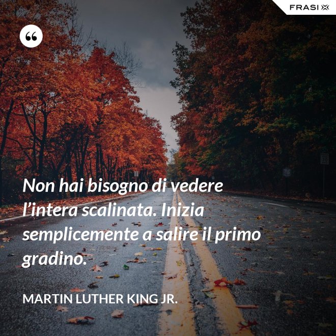 Non hai bisogno di vedere l’intera scalinata. Inizia semplicemente a salire il primo gradino. - Martin Luther King Jr.