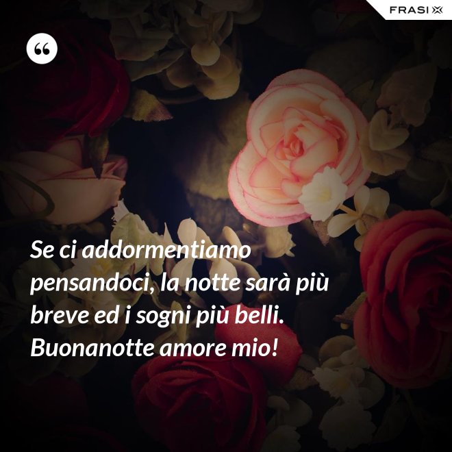Se ci addormentiamo pensandoci, la notte sarà più breve ed i sogni più belli. Buonanotte amore mio! - Anonimo