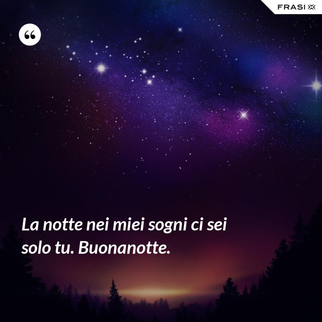 La notte nei miei sogni ci sei solo tu. Buonanotte. - Anonimo
