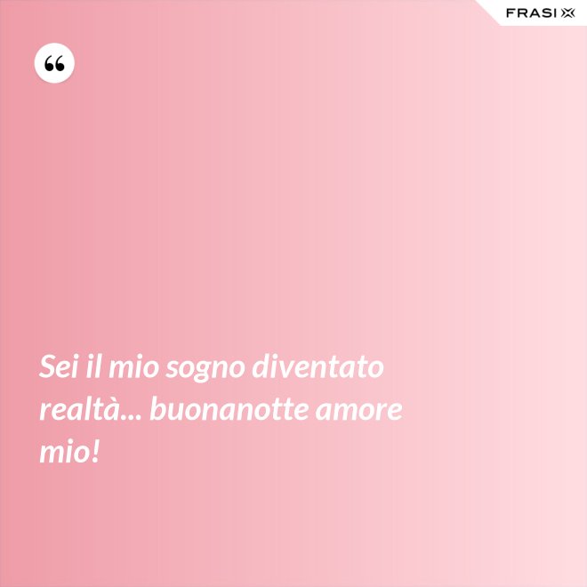 Sei il mio sogno diventato realtà... buonanotte amore mio! - Anonimo