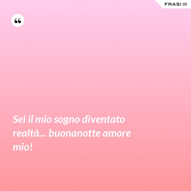 Sei il mio sogno diventato realtà... buonanotte amore mio! - Anonimo
